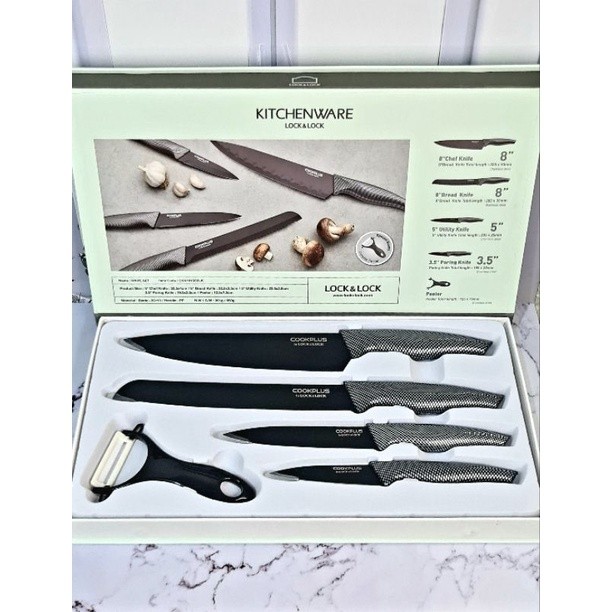 PISAU SET / KNIFE SET BLACK LOCK & LOCK ISI 5 Pisau LOCK N LOCK