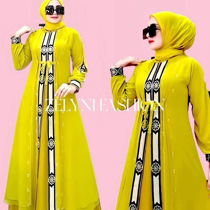 GAMIS ABAYA TURKEY TERBARU JERSEY PREMIUM KOIN WARNA Gamis Wanita Muslim Arab Hitam Mewah Dewasa