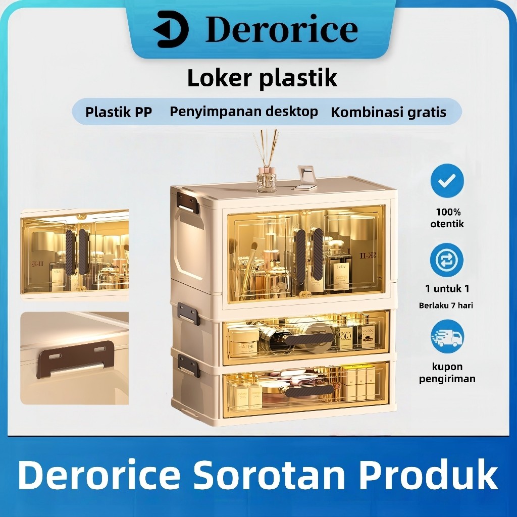 Kotak Penyimpanan Kosmetik Desktop Anti Debu Dengan Laci Meja Rias Lemari Penyimpanan Masker Lemari