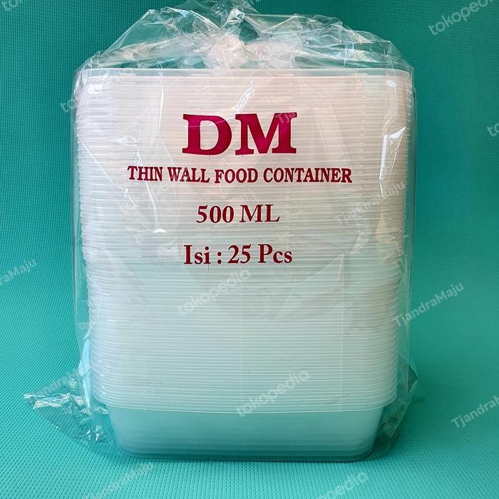 TERMURAH KOTAK MAKANAN/PLASTIK MAKANAN/THINWALL MERK DM 500ML/500 ML