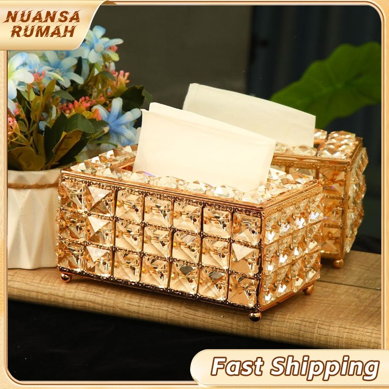 Kotak Tisu Mewah Elegan Tempat Tisue Kristal Kotak Makeup Kristal Gold Tempat Emas Tempat Tisu