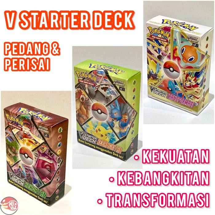 V Starter Deck Kekuatan / Kebangkitan / Transformasi Pokemon TCG Kartu