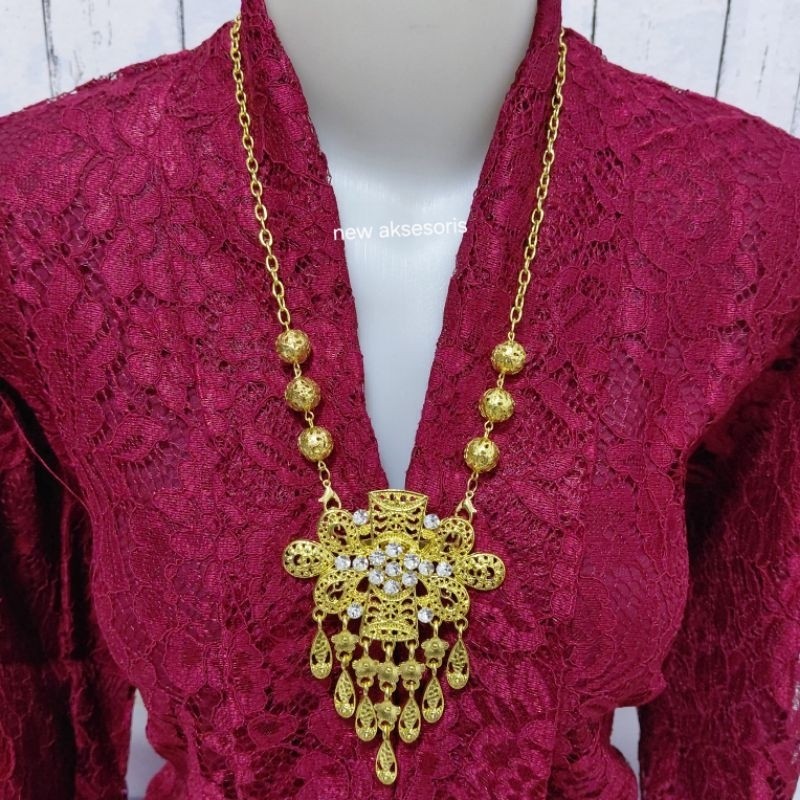 Beaded Bloom Kalung Bros Kebaya Kutu Etnik Mewah Aksesoris Adat Bugis Makasar Bali Pin Baju Bodo