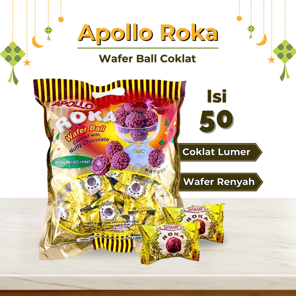 

Roka Apollo 50 Pcs Coklat Wafer Ball Coklat Import Oleh Oleh Haji Umroh Original