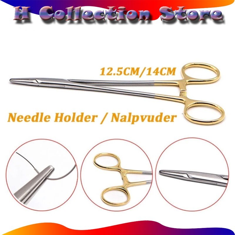 12.5cm/14cm Needle Holder / Nalpuder /Nalpvuder /Klem Jahit /Dental Needle Holder Plier/ Gold Handle