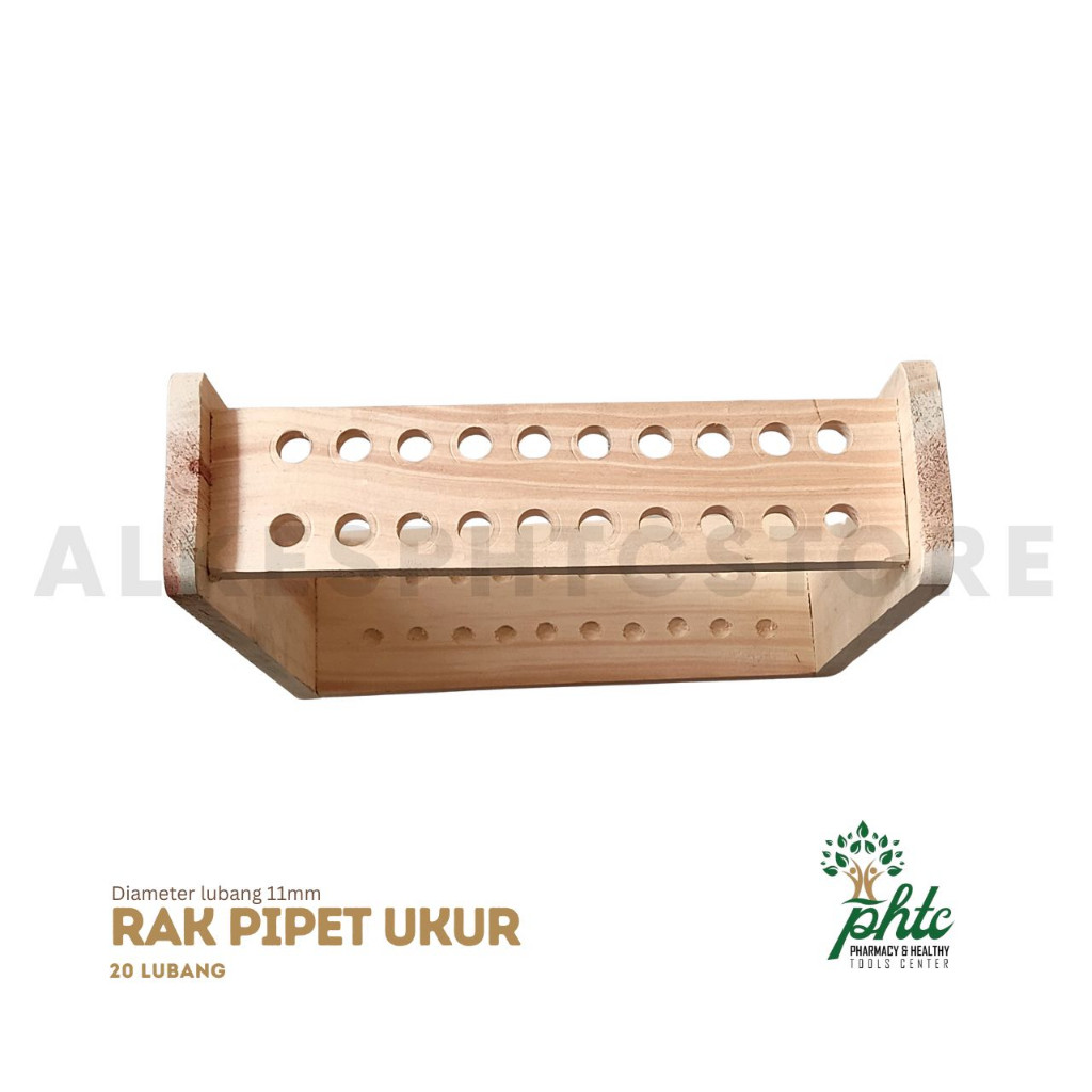 MURAH Rak Kayu Untuk Pipet Ukur / Rak Pipet Ukur Kayu 20 Lubang / Stand Pipet Ukur