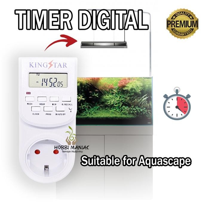 PREMIUM Timer Digital LED Aquascape/ Timer Lampu Aquarium/ Stop Kontak Digital