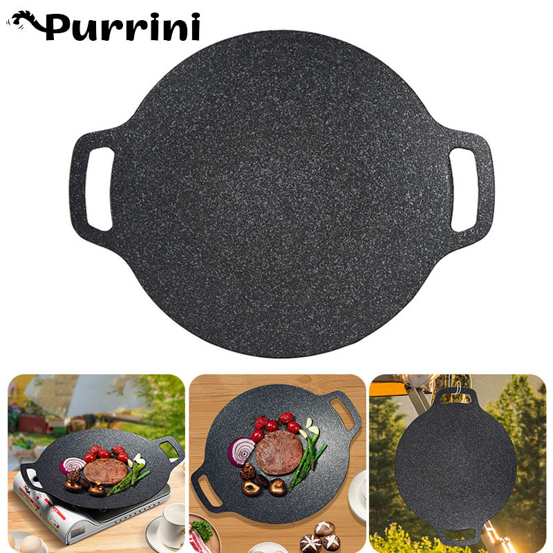 Panci Panggangan Bundar Korea Panci Barbekyu Kompor Anti Lengket Perut Babi Kompor Induksi Batu Maif