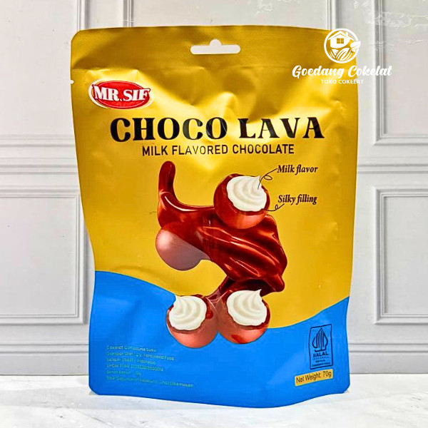 

MR.SIF CHOCO LAVA Coklat Susu Bulat Dengan Filling Coklat Strawberry Susu 70g