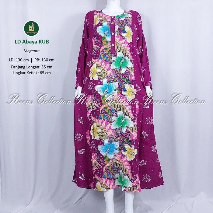 PREMIUM Kencana Ungu Label Biru Longdress Abaya Jumbo LD 130 cm KUB Daster Lengan Panjang Semata