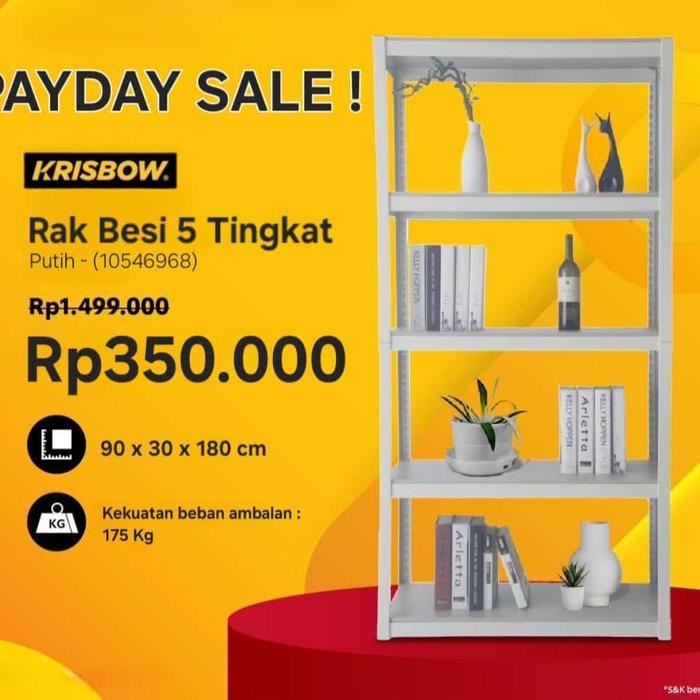 KRISBOW Rak Besi 5 Tingkat - Hitam