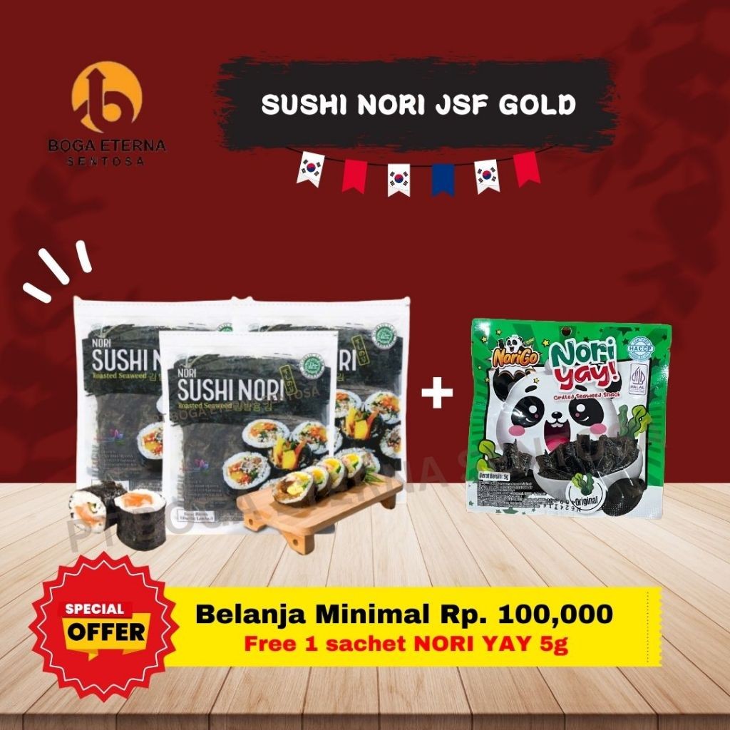 

SUSHI NORI ( Rumput Laut untuk Sushi / Gimbap ) HALAL (PROMO!)