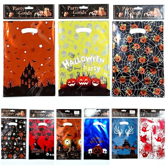 

siap kirim] Kantong Halloween isi 10 Tas Goodie Bag Tema Haloween Kantong Plastik Kilap Glossy