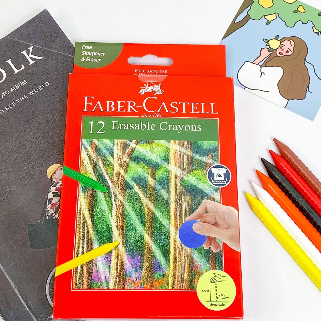

ERASABEL CRAYON DENGAN 12 WARNA / KRAYON MERK FABER CASTELL DI JAMIN ORI / FREE RAUTAN DAN PENGHAPUS