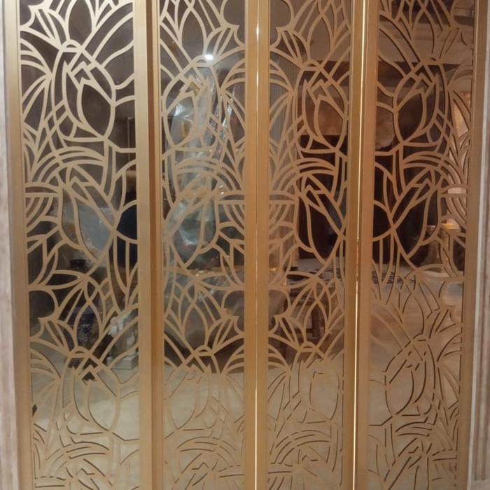 partisi plat besi motif laser finising duco