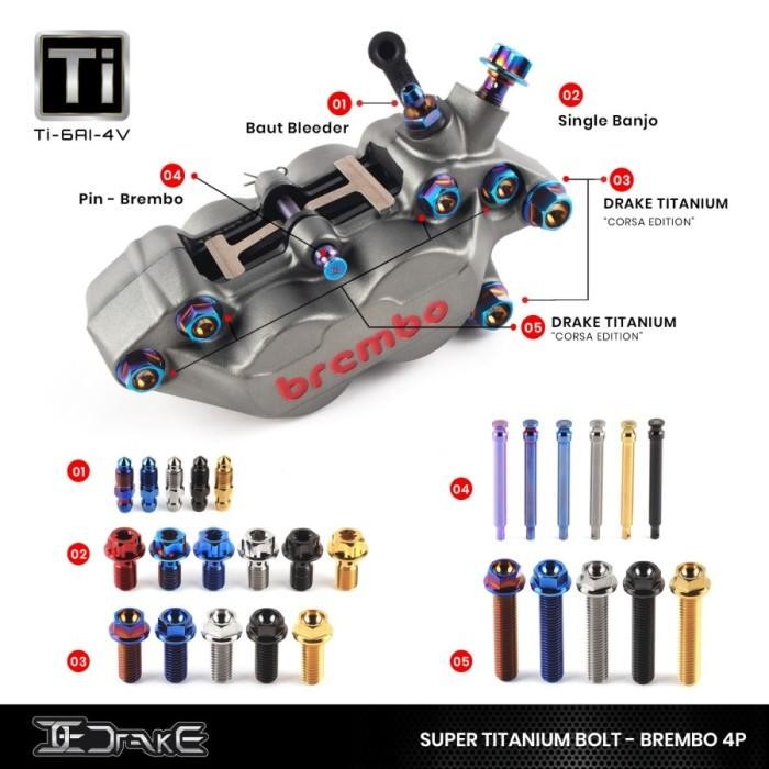 ASLI Drake Titanium Baut Kaliper Brembo 4p
