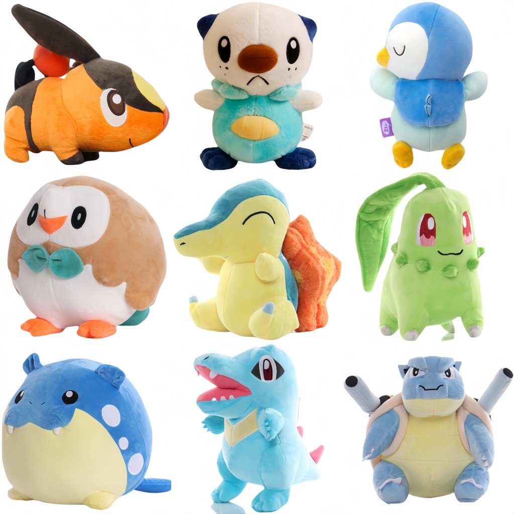 Pokemon Pikachu Plush Oshawott Stuffed Doll Tepig Cyndaquil Chikorita Rowlet Spheal Piplup Totodile