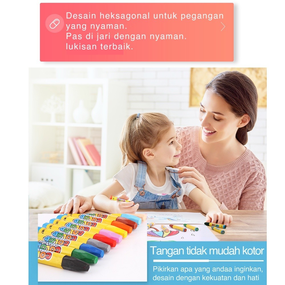 

DELI OIL PASTEL 12/18/24/36 WARNA HEXAGONAL WARNA CERAH HALUS TIDAK BERBAU 696X