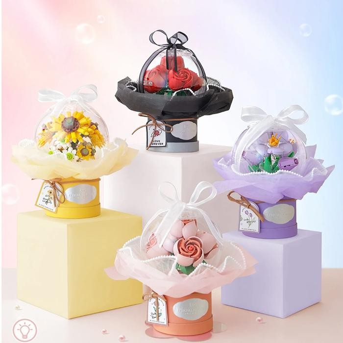 Cod Block City Puzzle Block Bricks Toy Hadiah Valentine Gift Loz Eternal Flower Bunga Abadi