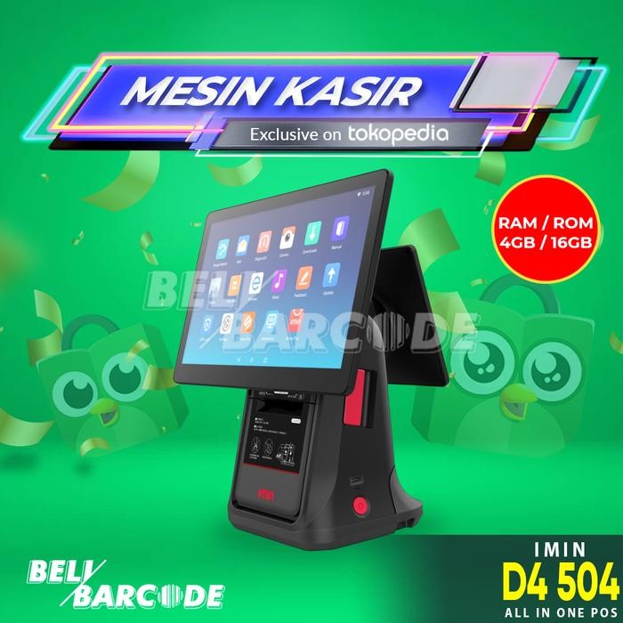 IMIN D4 504 POS ALL IN ONE MESIN KASIR ANDROID DUAL SCREEN RAM 4GB KUALITAS TERBAIK