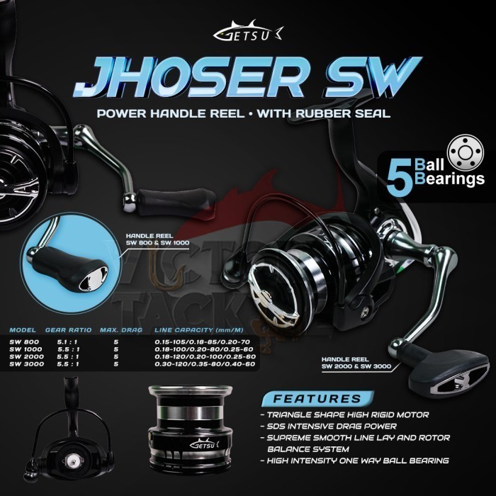 Terbaru Reel Pancing Power Handle Terlaris Getsu Jhoser Lt Sw 800/1000/2000/3000