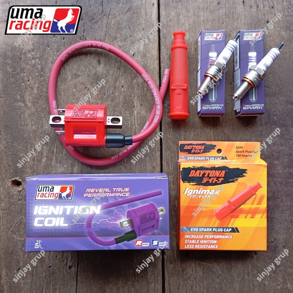 Uma Racing-Daytona Koil Cangklong Cop Dop Busi Iridium MX King Vixion Old NVL NVA R 155 Byson Fi Ori