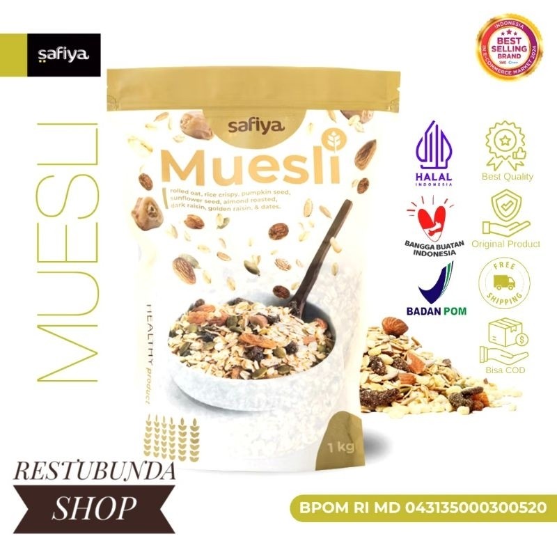 

Omahjajanan Muesli Safiya Berry Yogurt / Ginal 1Kg / 500Gr Dried Fruit Mix Sereal Sarapan Oatmeal