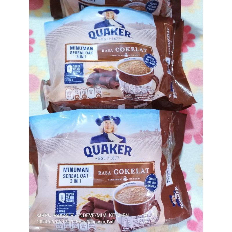 

Restokobar Quaker 3 In 1 Chocolate Polybag Isi 8 Sachet Minuman Sereal Oats