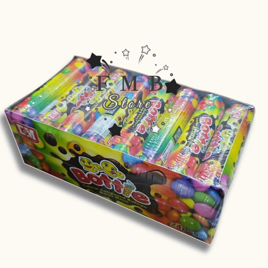 

Omahjajanan Bottie Coklat Compund Butiran Warna Warni Smile Bottle Box Isi 24Pcs X 10Gr