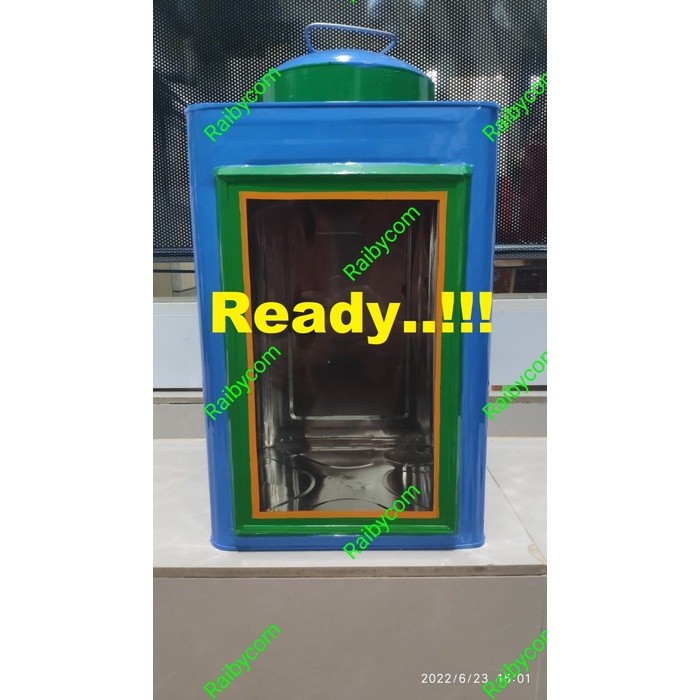 

Omahjajanan Kaleng Kerupuk Kaca Jadul Warung Blek Toples Krupuk Putih Besar Warna Biru 23X35 Cm