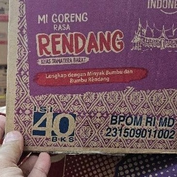 

Sega Tungtung Ed 09.25 Ctn 40S - Indomie Rendang 40Pcs / Mie Mi Goreng Karton ( Bukan Kebab ) -