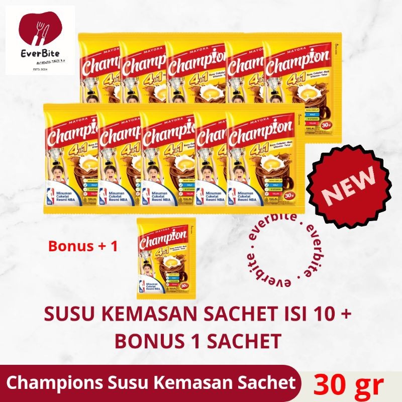 

Sega Tungtung Energen Champion 30Gr - Minuman Serbuk Rasa Cokelat Malt Renceng Isi 10 Bonus 1 Sachet