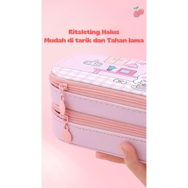 

TEMPAT PENSIL 2 LAYER /KOTAK PENSIL ALAT TULIS STYLE KOREA / POUCH PANCIL CASE WATERPROOF -KP020