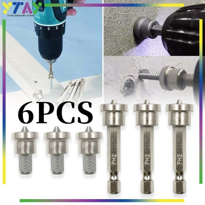 6pcs Mata Obeng Magnet / Mata Obeng Hex Shank Magnetik 25mm/50mm