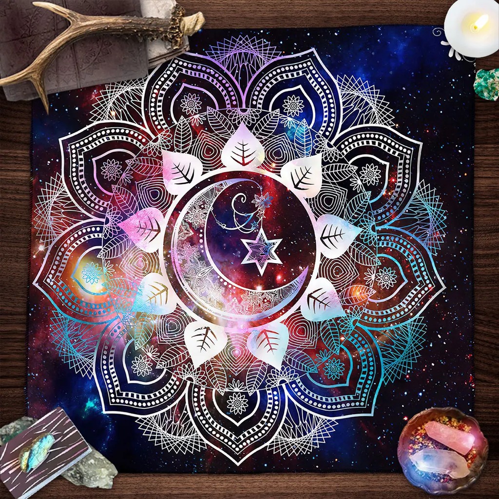 Mandala Moon Tarot Card Tablecloth Altar Cloth Moon Sky Tarot Tarot Reading Cloth Witchcraft Oracle