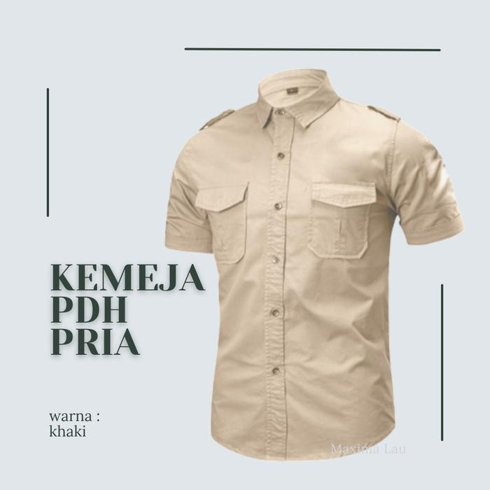 PREMIUM Baju PDH Krem Khaki Polos Jumbo XXXXL - Kemeja Kerja Pria Katun Drill