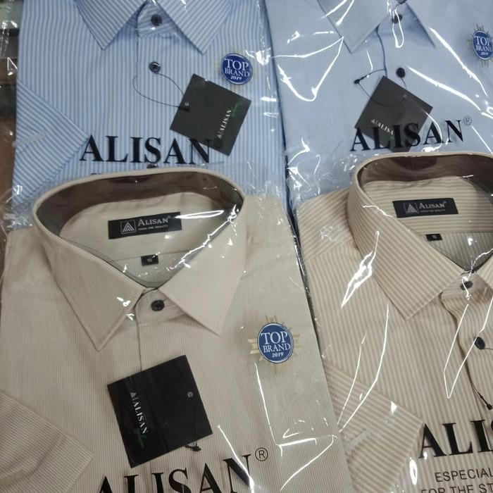 PREMIUM kemeja alisan motif lengan pendek ukuran 16.5 -17-17.5 JUMBO-orginal