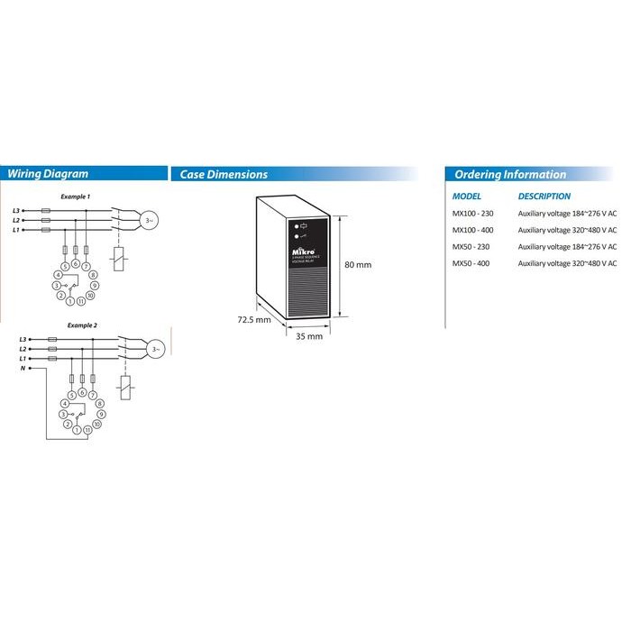 MX 50A - PHASE FAILURE RELAY & PHASE SEQUENCE 3 PHASE - MIKRO