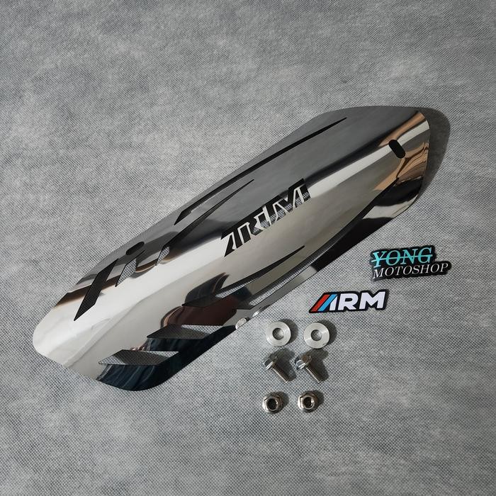 PREMIUM COVER KNALPOT STAINLESS MIO SPORTY OLD 5TL TAMENG STAINLESS STEEL ARM ARUMI