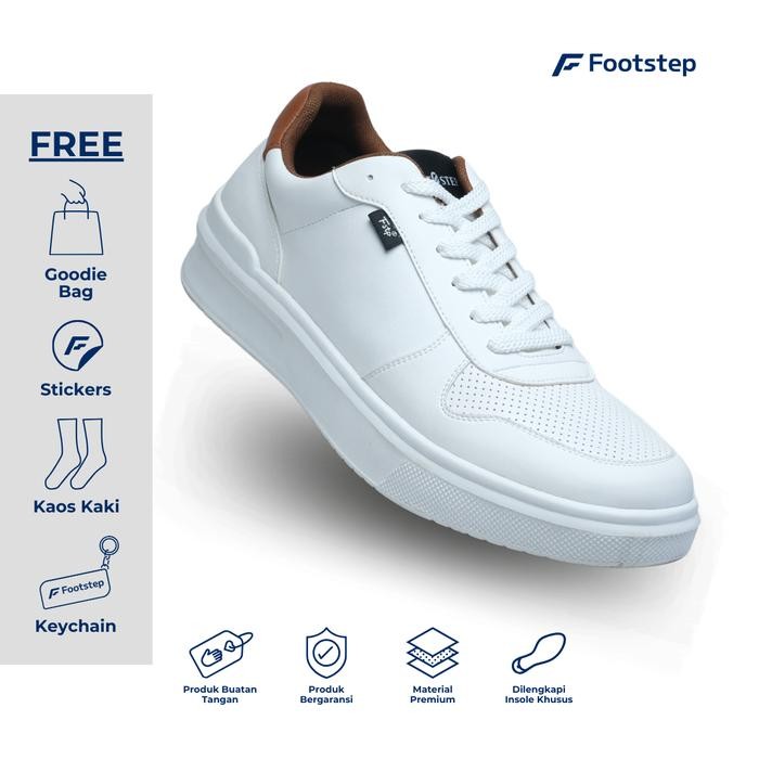 PREMIUM Footstep Footwear Sepatu Pria Sneakers Alder Full White Original Shoes Casual Kasual Putih