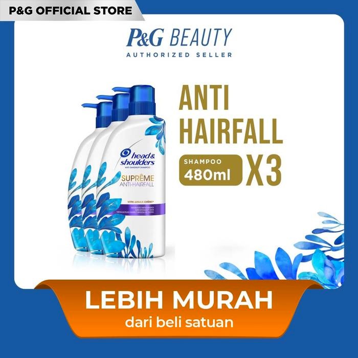 Head and Shoulder Sampo Perawatan Rambut Anti Hairfall 480ml x3
