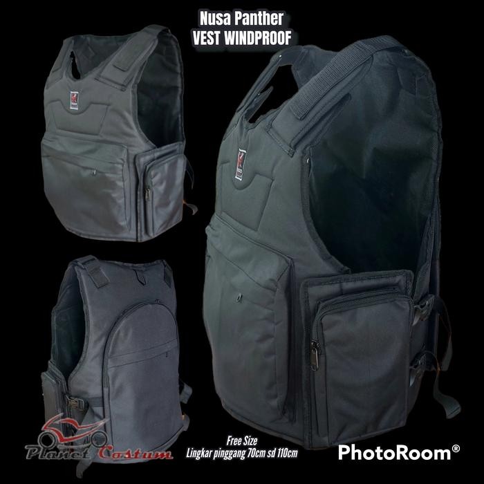 Rompi Motor Black Panther Touring Bikers Turing anti angin air Hitam