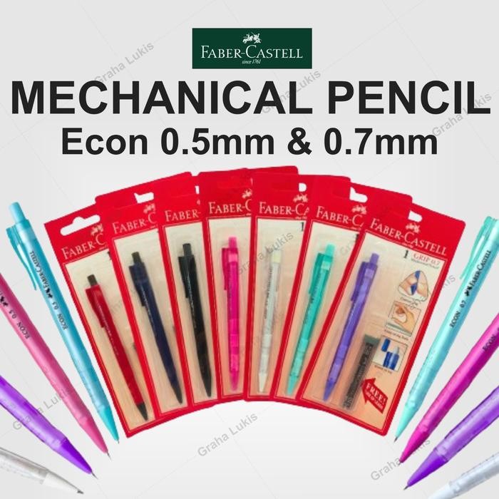 

Ready JT FABER CASTELL Econ Mechanical Pencil / Pensil Mekanik 0.5mm / 0.7mm