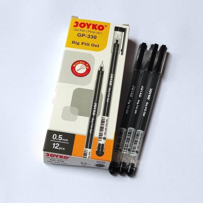 

Ready JT [1 pack isi 12 pcs] gel pen pulpen pena joyko GP-330 Big fill gel 0,5 mm Stationery Hitam