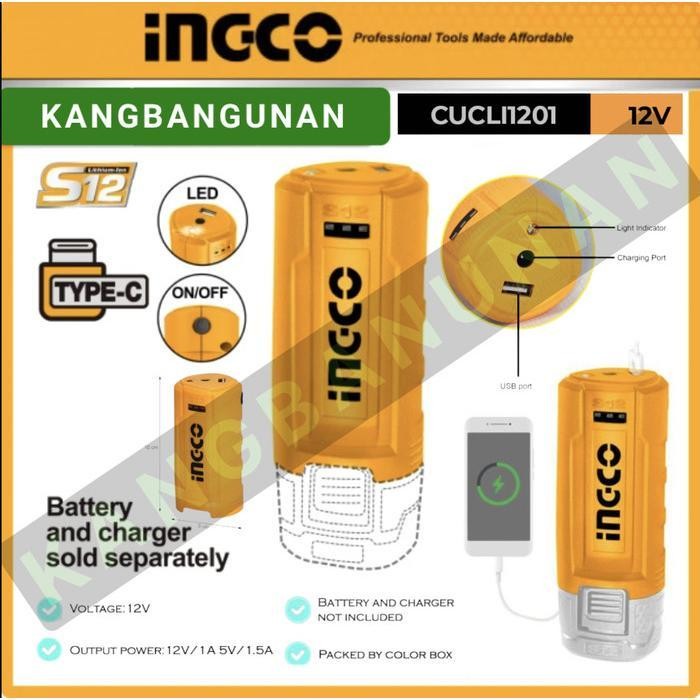 S12 Converter USB Power Bank (5V 1.5A) INGCO CUCLI1201 Charger HP USB Baterai Powerbank