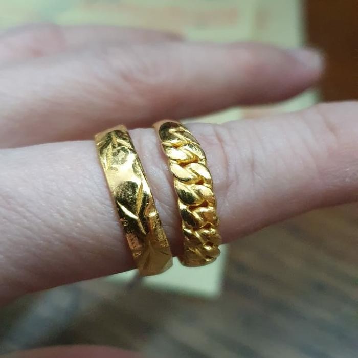 Cincin Motif Polos Emas Asli 24K 24 Karat 99% Kuning 5 Gram 5Gr Promo