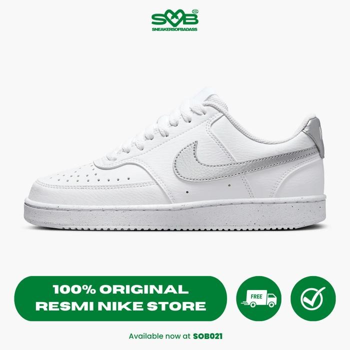 BEST SELLER Sepatu Sneakers Nike Women's Court Vision Low Next Nature White/Silver