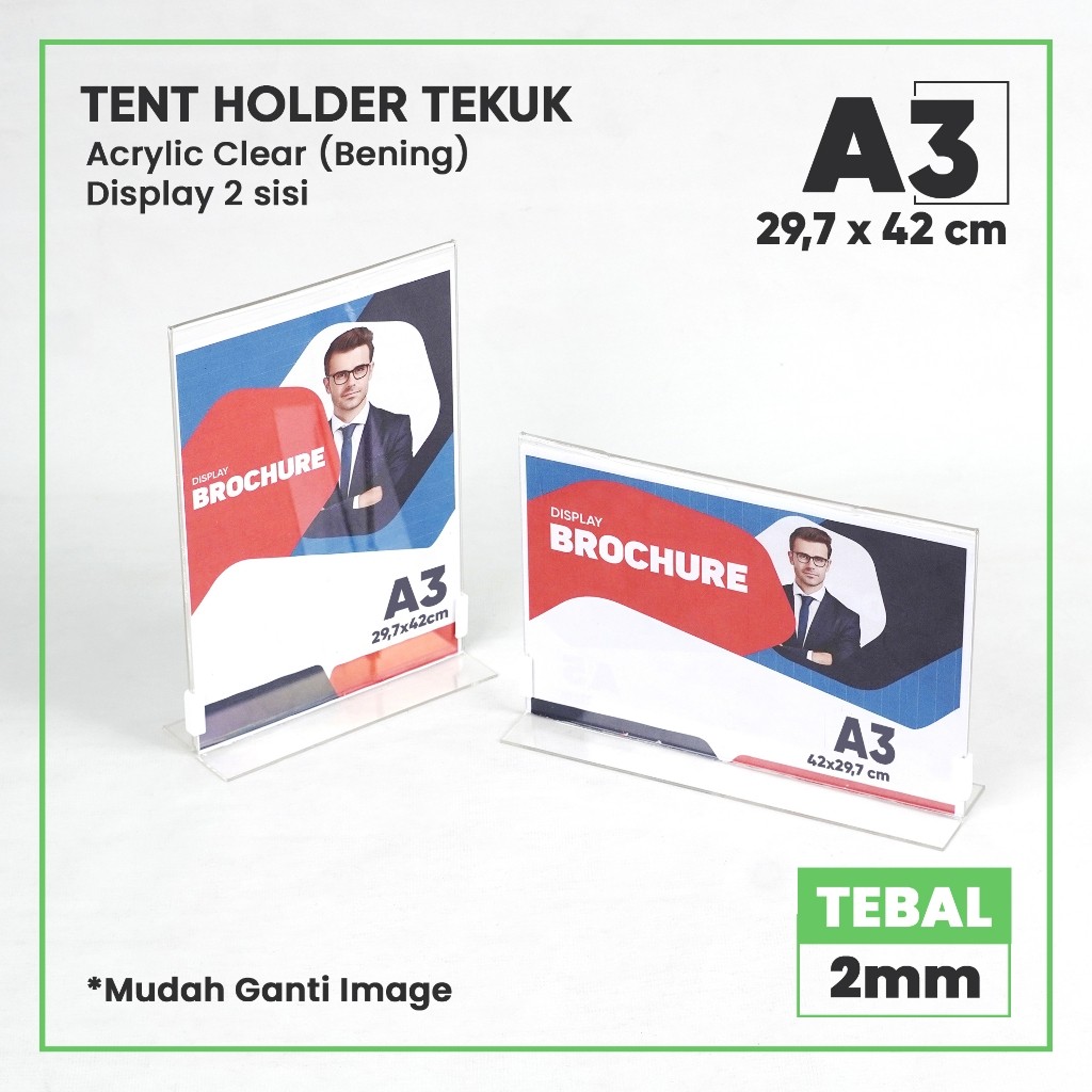 

Meriyah Storee - Tempat Brosur Akrilik / Tent CaHolder Qris Barcode Model Tekuk - Ukuran A3 2mm