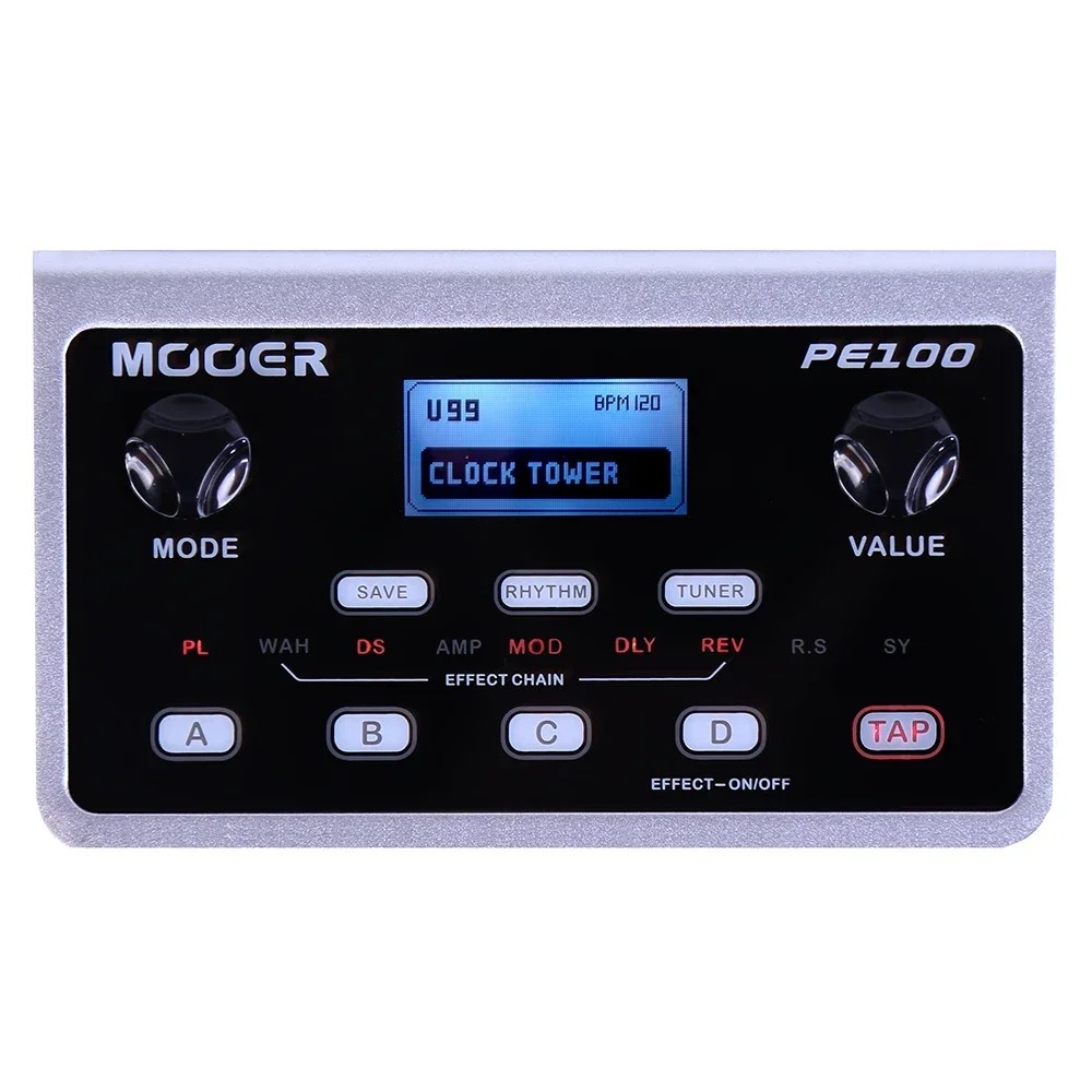 MOOER PE100 Electric Guitar Effect Pedal Guitar Integrated Effect 40 Drum Patterns 10 Metronomes Tap