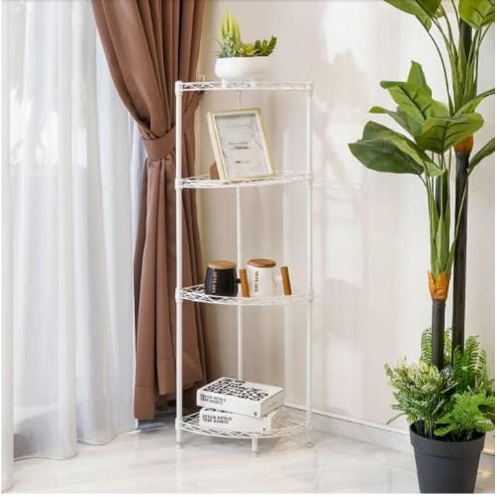 Rak Sudut Minimalis 4 Susun Ruang Tamu Rak Sudut besi 30 x 30 x 107 cm